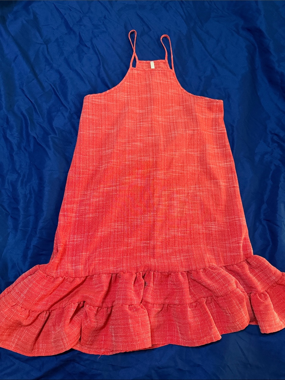 Girls' Coral Ruffle-Hem Halter Dress